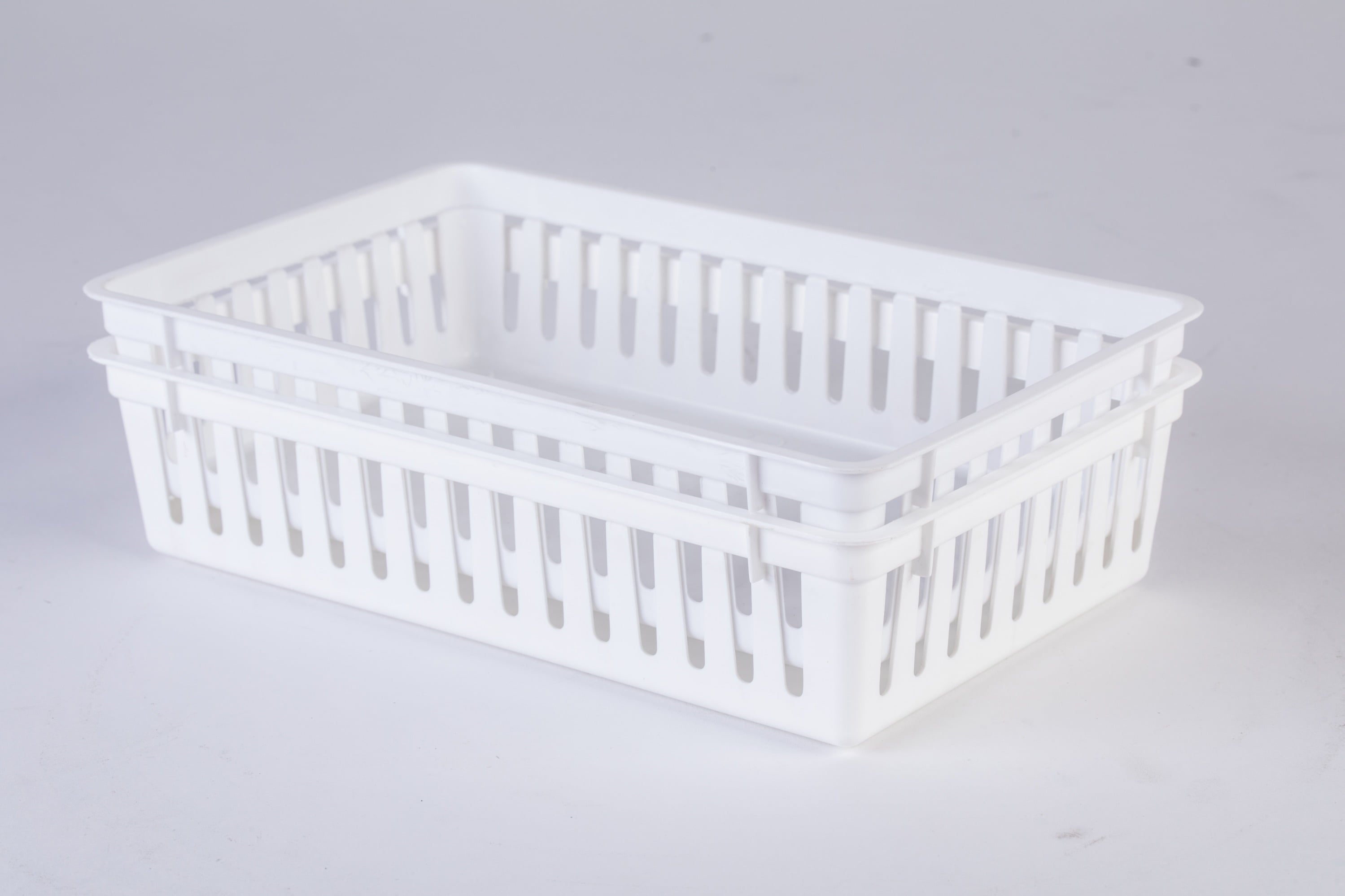 (6 Pack)  2-Pack Plastic Drawer Organizer Storage Bin Set, Mini Drawer Storage Containers for Kitchen Drawer, Desk Drawer and Bathroom Drawer Organization, Arctic White, 10.3" X 6.5" X 2.4"