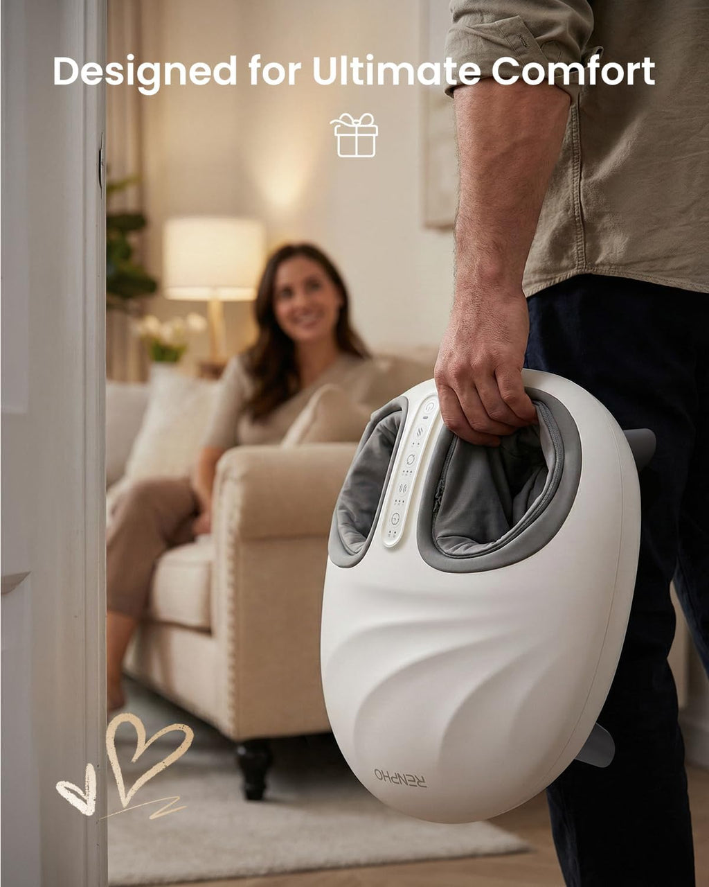 RENPHO Stylish Shiatsu Foot Massager, Smart Auto-Adaptive Foot Size Fit | 3 Modes Full-Foot Kneading & Compression Massage, Foot Care Birthday Gifts for Women Wife, FSA Eligible HSA, Size up to 13